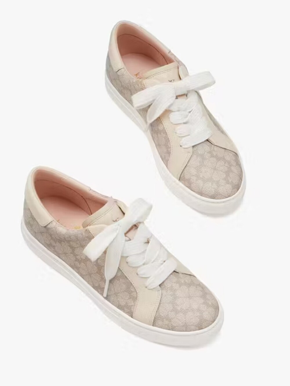 Kate Spade Erin Spade Flower Printed Leather Sneaker Dark Mushroom Cap Size 7